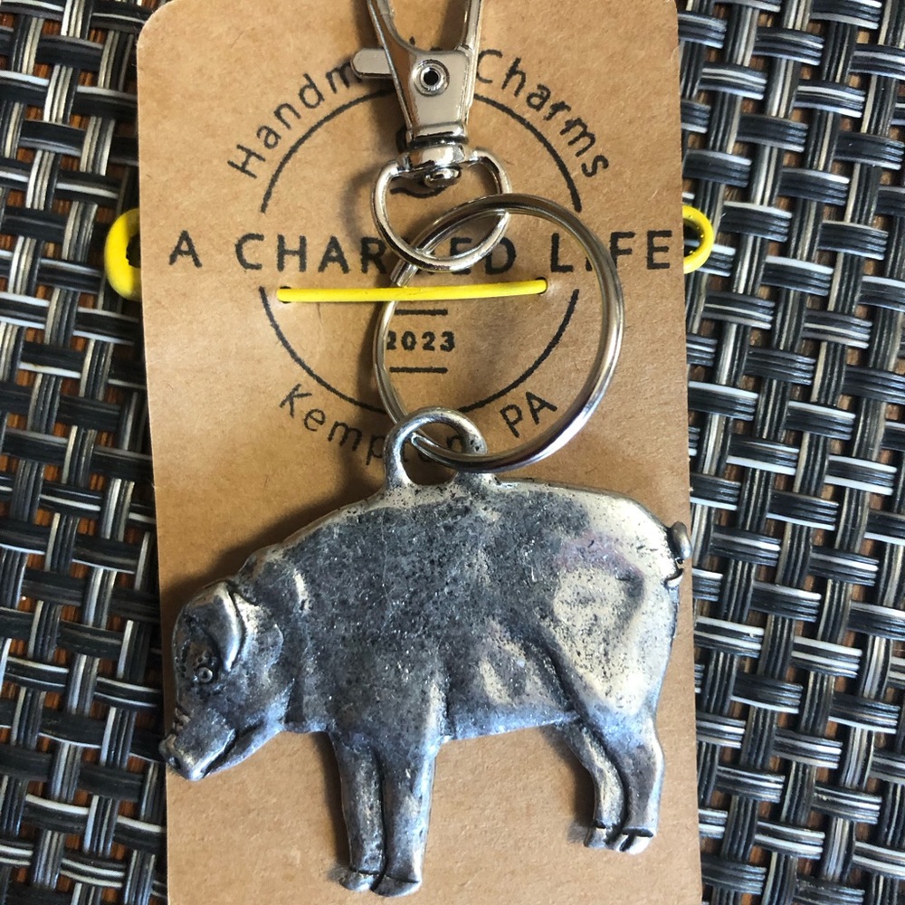 Very Heavy Two Sided Silver Piggy 🐷 Keychain